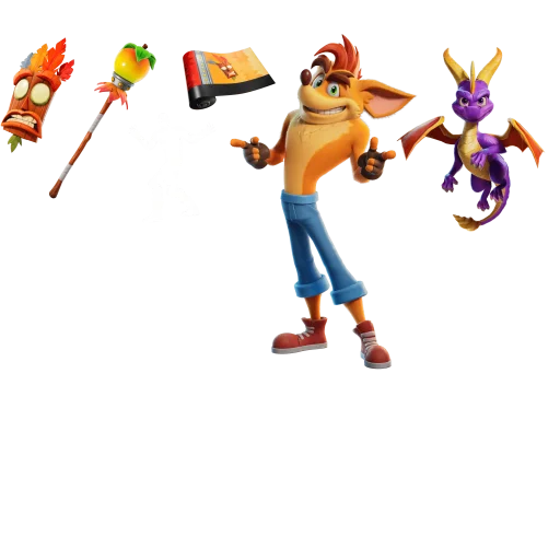Lote de Crash Bandicoot y Spyro the Dragon fortnite pack